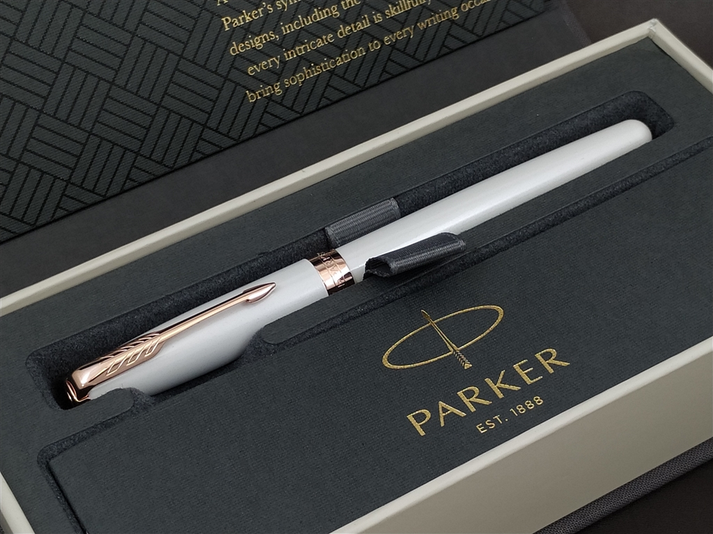 Parker Sonnet系列漢白玉玫瑰金夾18K金筆咀墨水筆(PN-SON17-PWG-GT-F) - 譽發禮品網Infinite Gifts &  Premiums